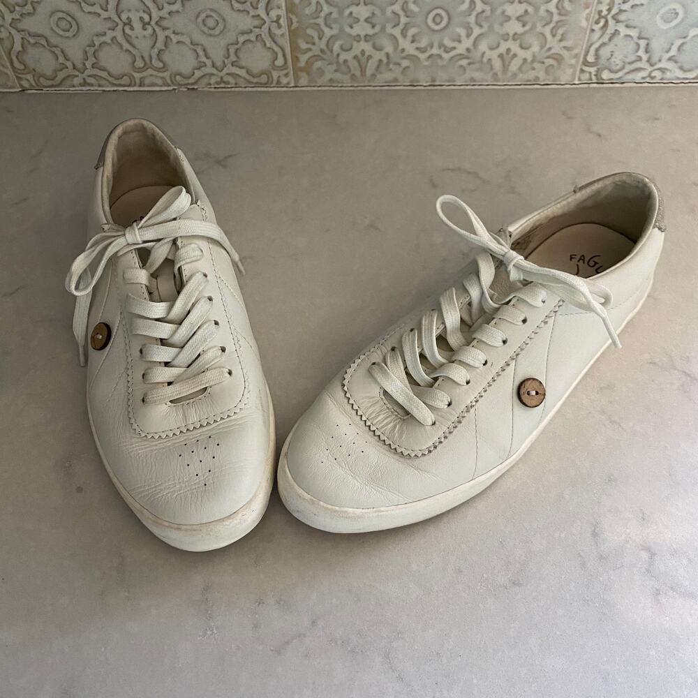 Faguo Men's White Leather Tennis Shoes Sneakers sz 6